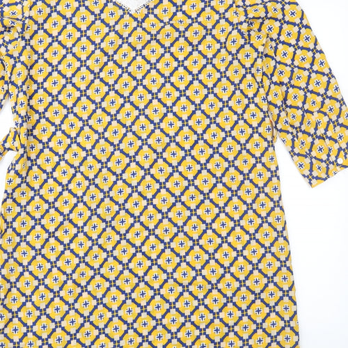 Melya Melody Womens Yellow Geometric  Shift  Size S