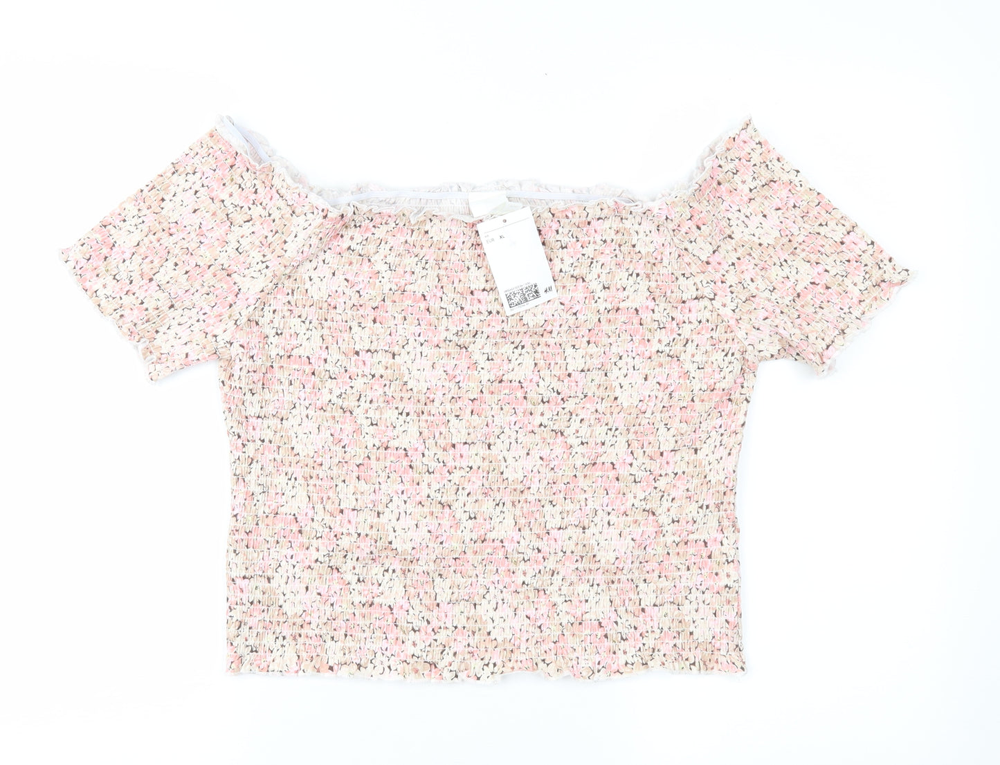H&M Womens Pink Floral  Basic Blouse Size XL
