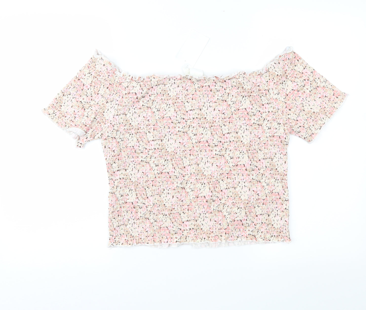 H&M Womens Pink Floral  Basic Blouse Size XL