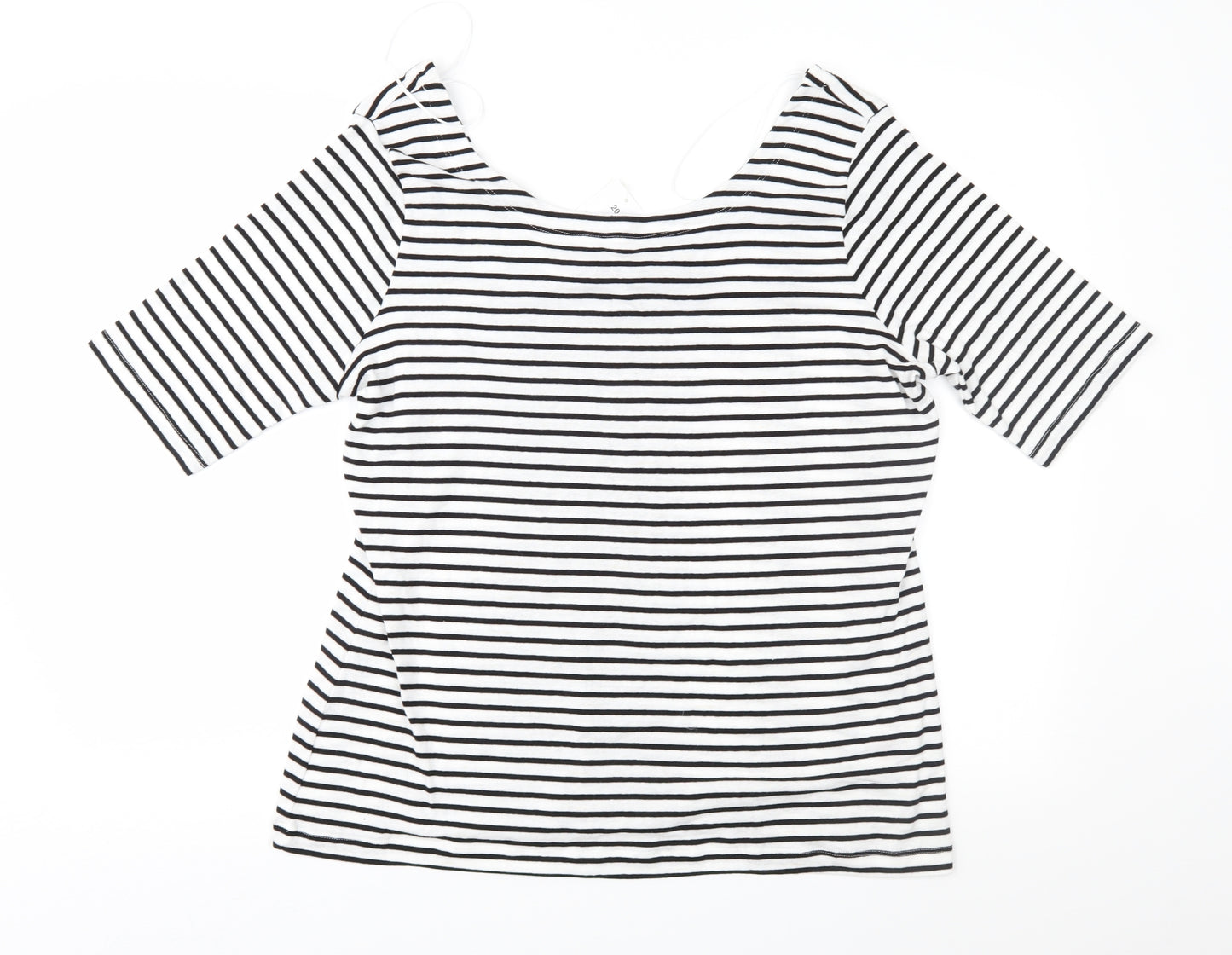 Papaya Womens White Striped Jersey Basic T-Shirt Size 20