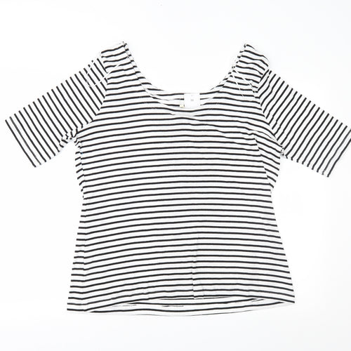 Papaya Womens White Striped Jersey Basic T-Shirt Size 20