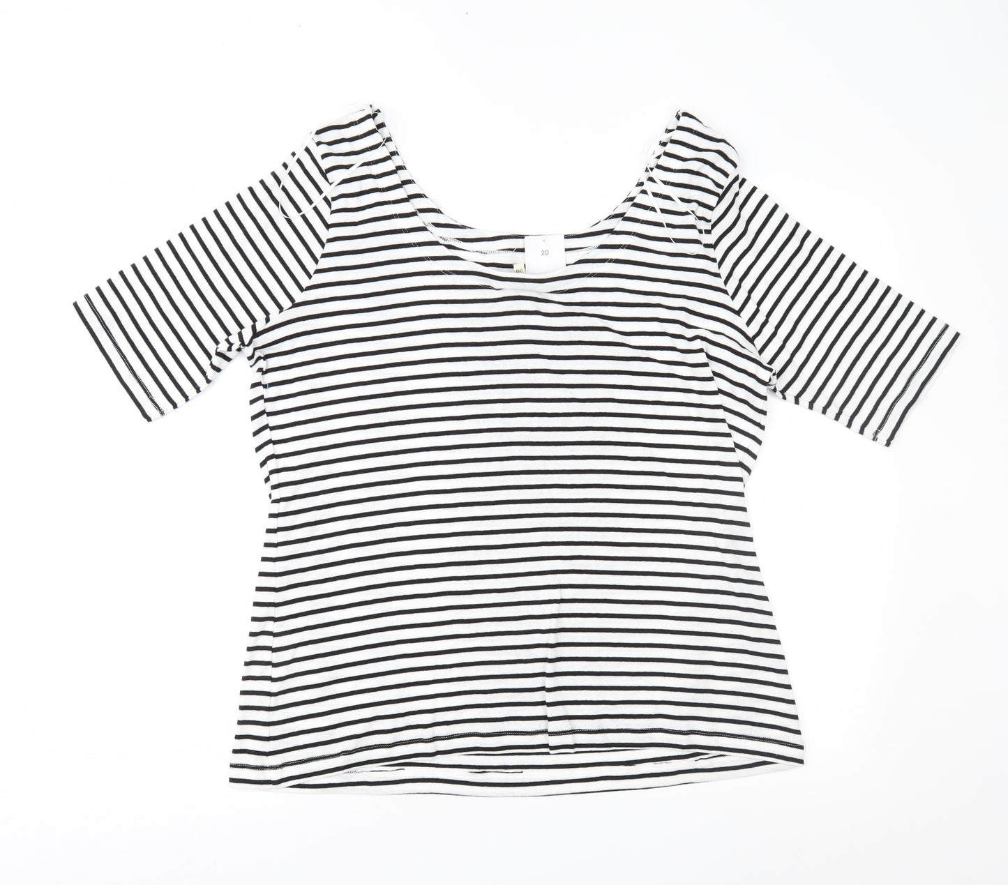 Papaya Womens White Striped Jersey Basic T-Shirt Size 20