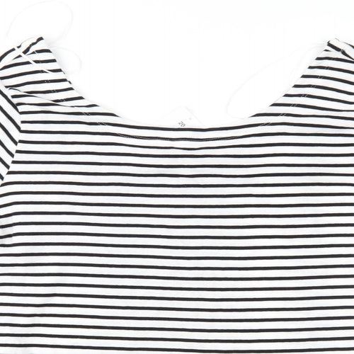 Papaya Womens White Striped Jersey Basic T-Shirt Size 20