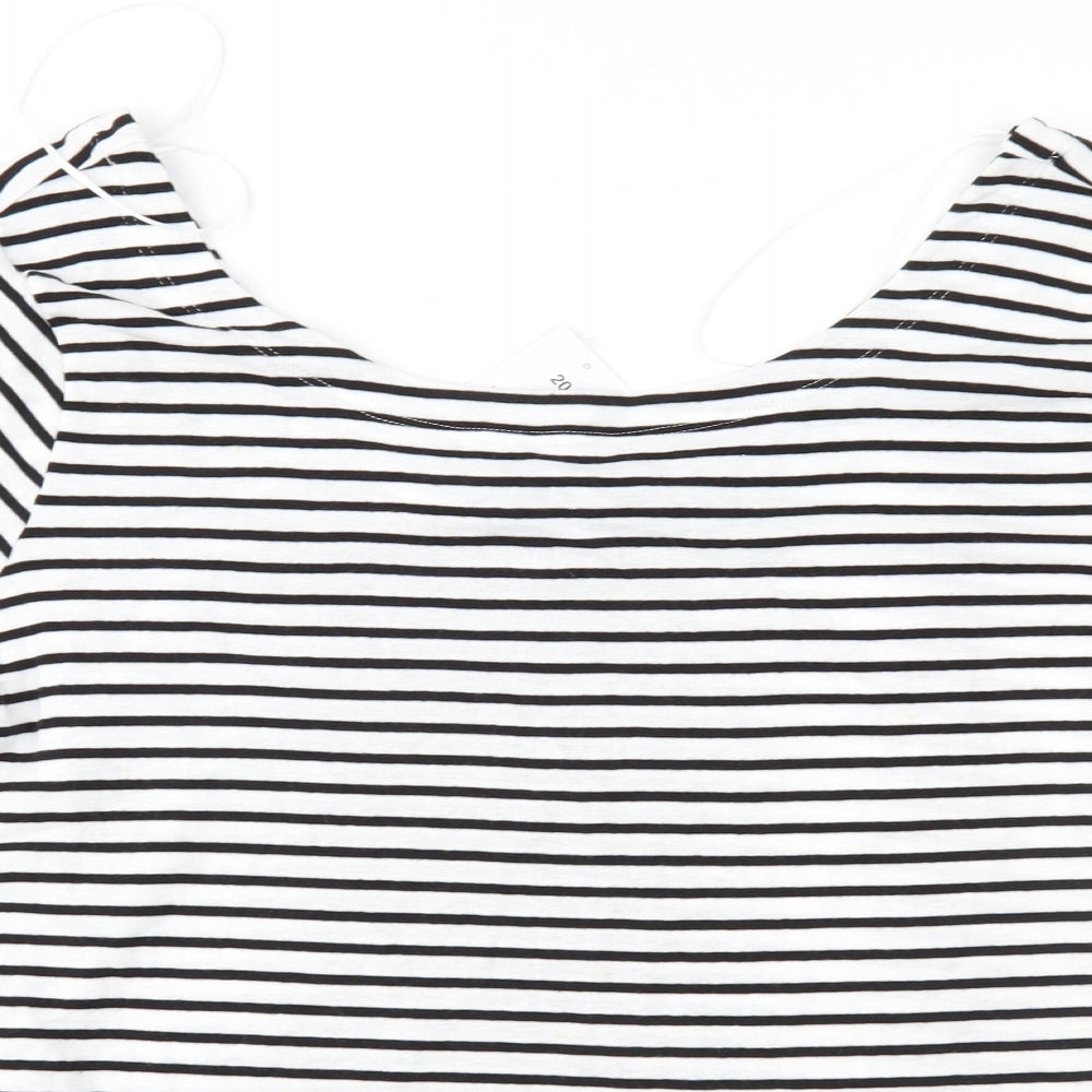 Papaya Womens White Striped Jersey Basic T-Shirt Size 20