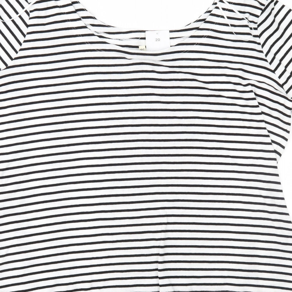 Papaya Womens White Striped Jersey Basic T-Shirt Size 20