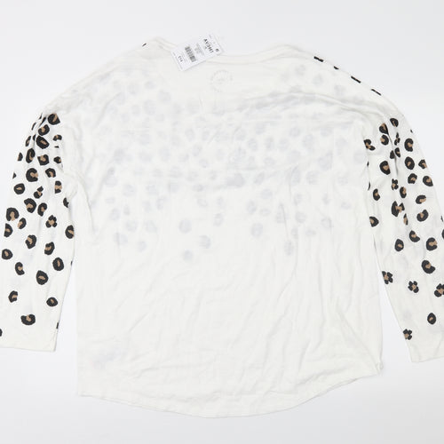 NEXT Womens White Animal Print Jersey Basic T-Shirt Size 18