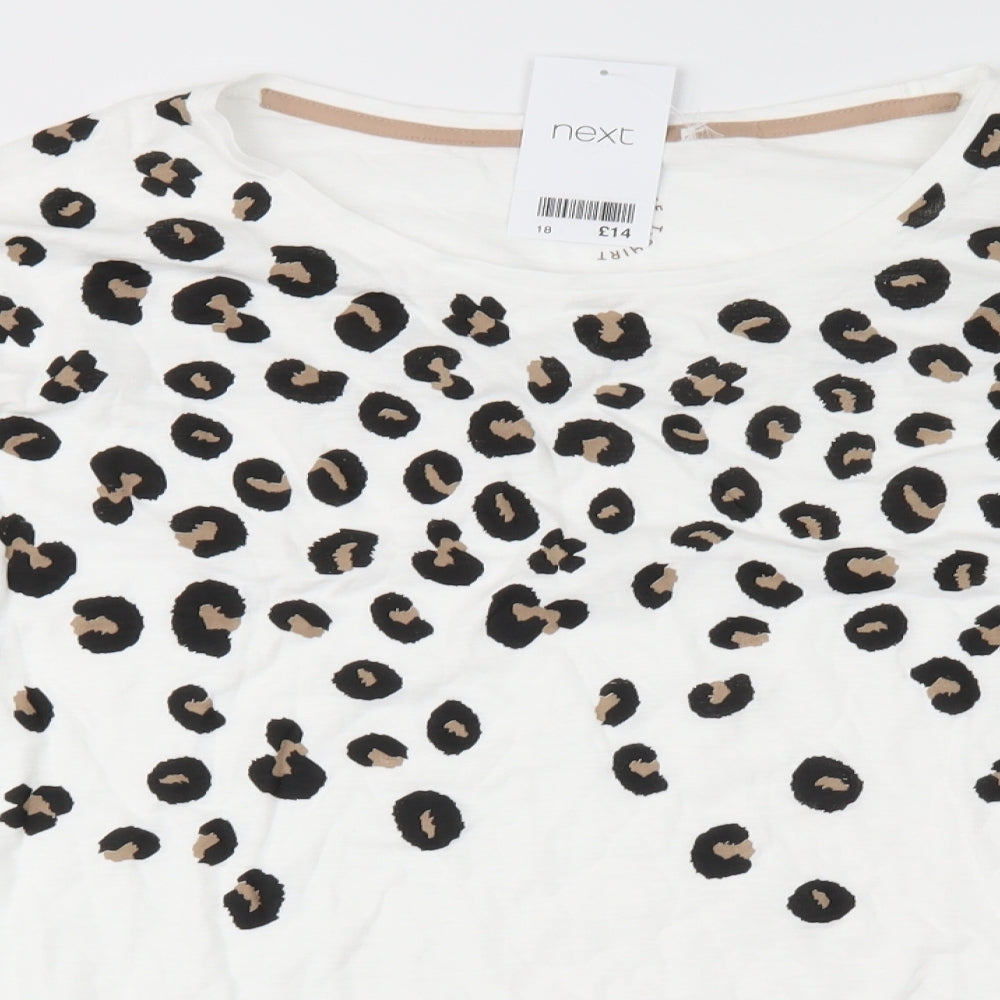 NEXT Womens White Animal Print Jersey Basic T-Shirt Size 18