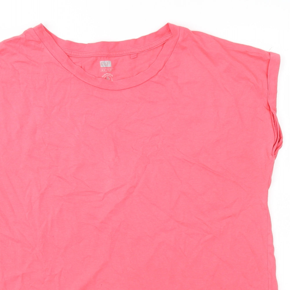 F&F Womens Pink  Jersey Basic T-Shirt Size 12  - organic cotton