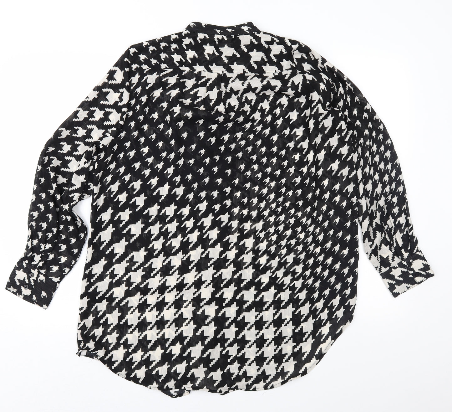 H&M Womens Black Geometric Chiffon Shirt Dress  Size S