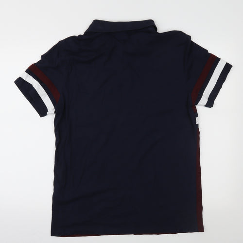 ASOS Mens Blue Colourblock Jersey  Polo Size L  - Organic Cotton