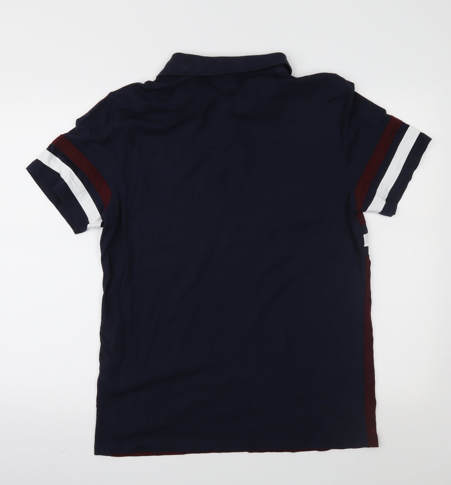 ASOS Mens Blue Colourblock Jersey  Polo Size L  - Organic Cotton
