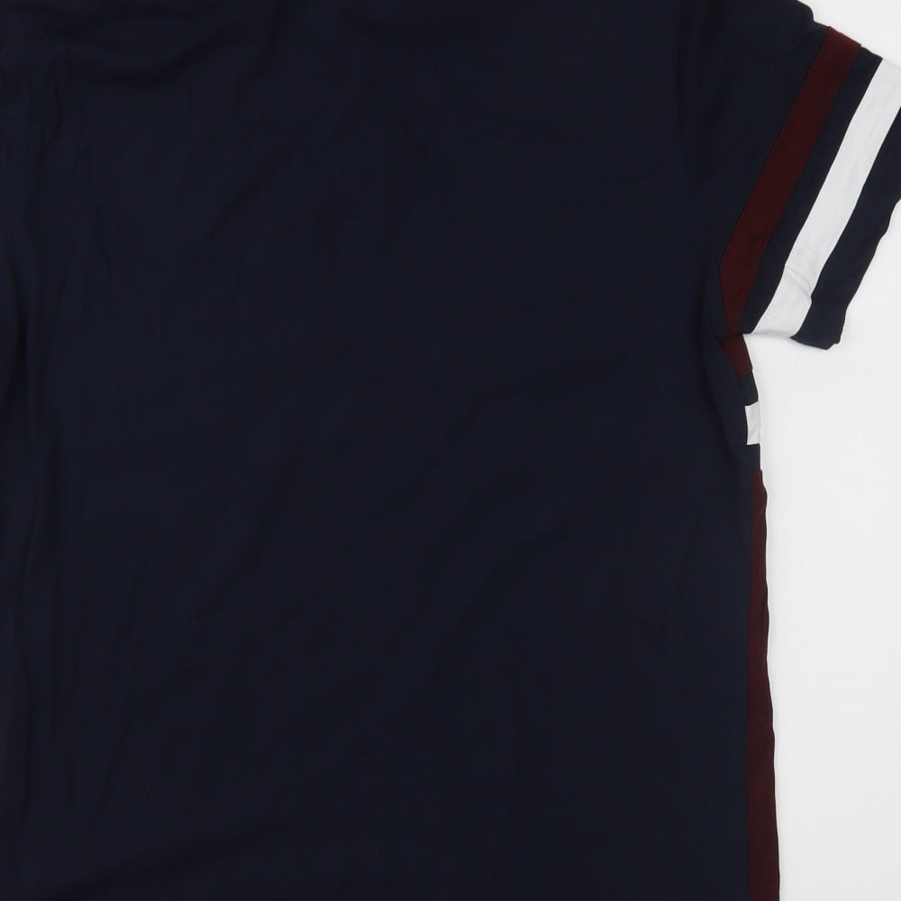 ASOS Mens Blue Colourblock Jersey  Polo Size L  - Organic Cotton