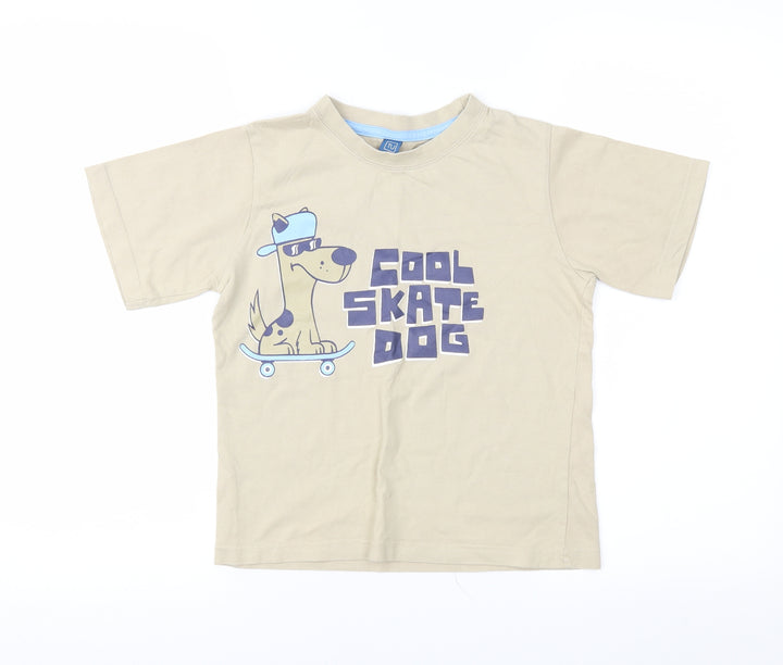 TU Boys Beige Jersey Basic T-Shirt Size 7 Years
