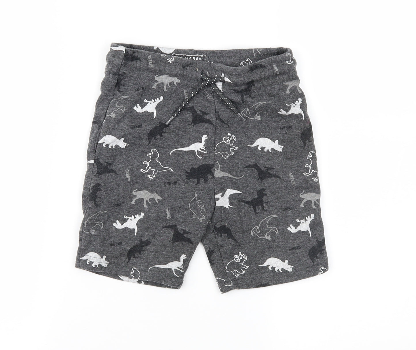 Primark Boys Grey Geometric  Sweat Shorts Size 4-5 Years - DInosaur