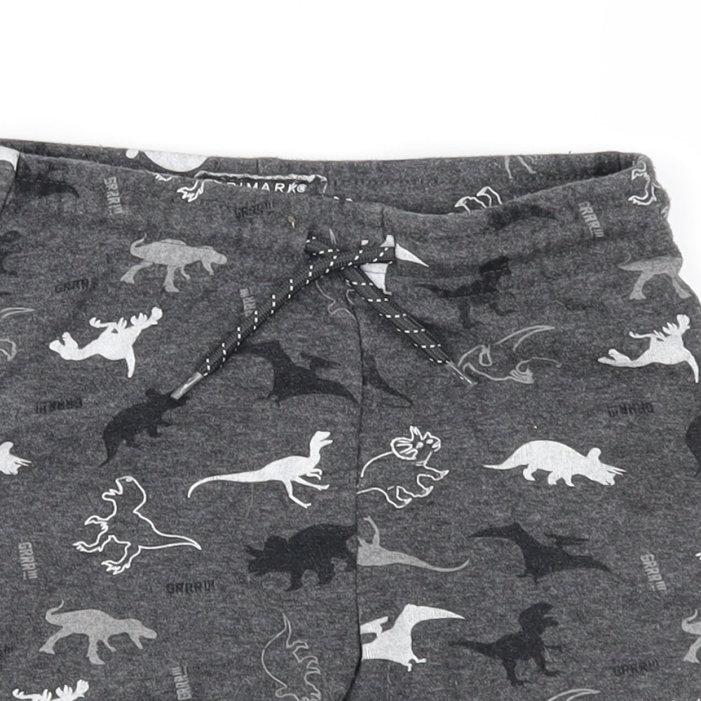 Primark Boys Grey Geometric  Sweat Shorts Size 4-5 Years - DInosaur
