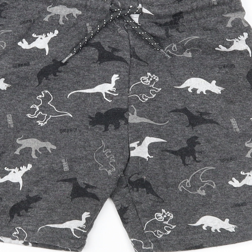 Primark Boys Grey Geometric  Sweat Shorts Size 4-5 Years - DInosaur