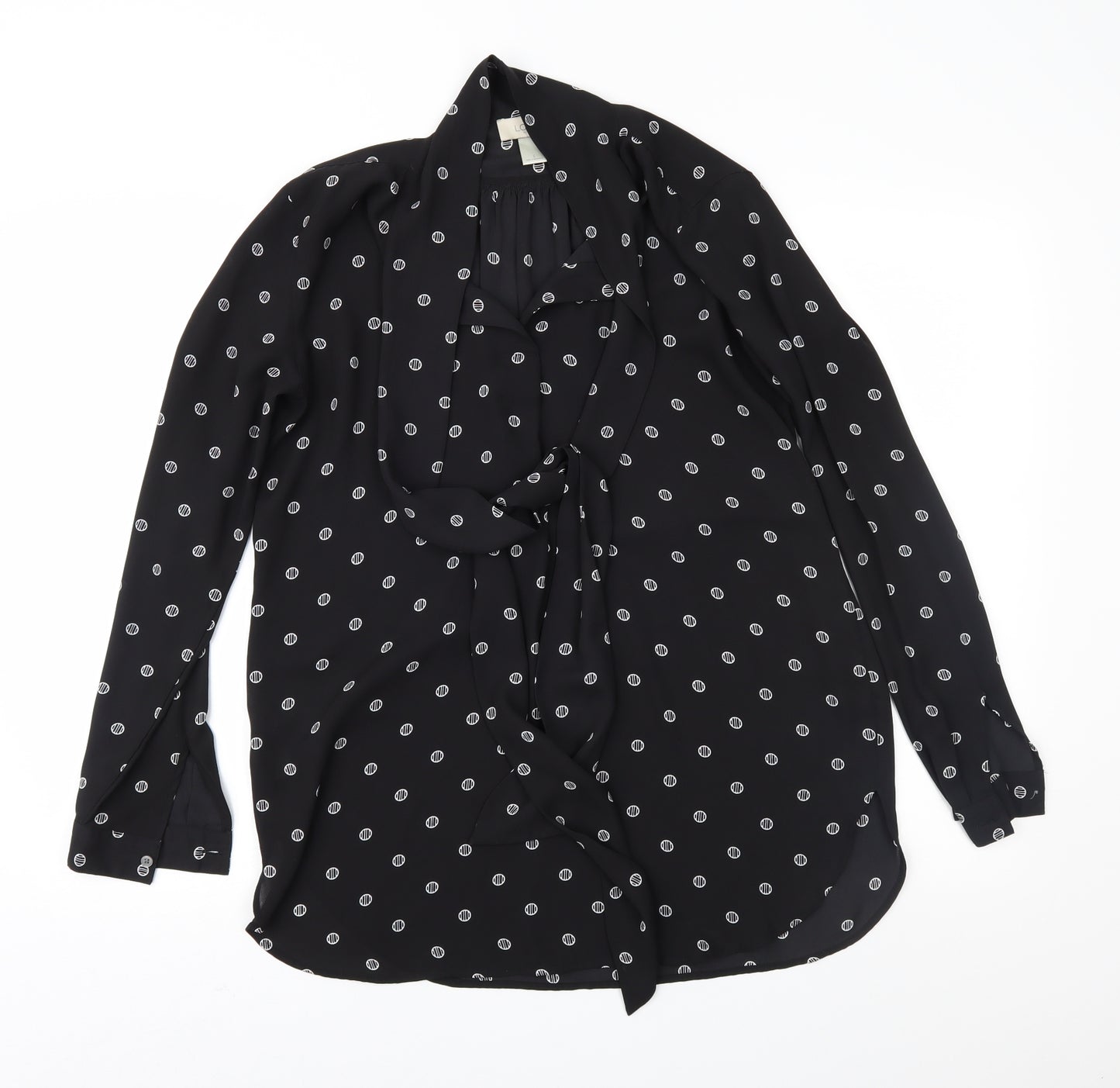 LOFT Womens Black Geometric Chiffon Basic Blouse Size S