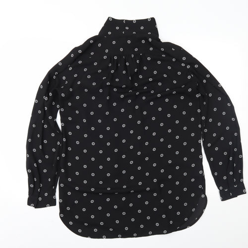 LOFT Womens Black Geometric Chiffon Basic Blouse Size S