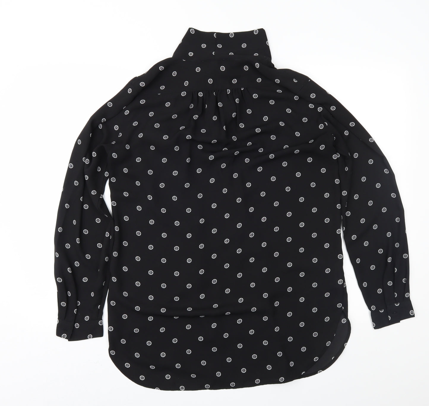 LOFT Womens Black Geometric Chiffon Basic Blouse Size S