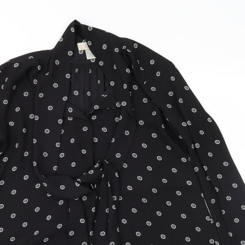 LOFT Womens Black Geometric Chiffon Basic Blouse Size S