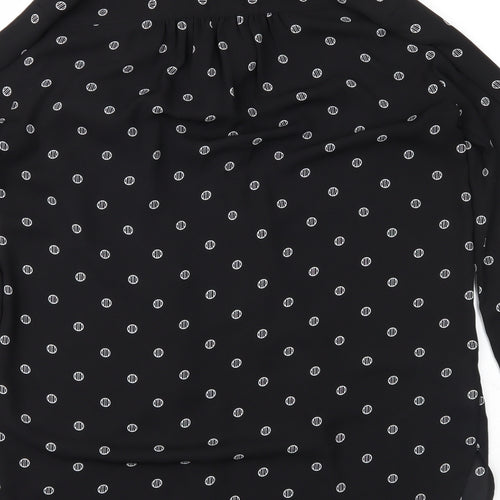 LOFT Womens Black Geometric Chiffon Basic Blouse Size S
