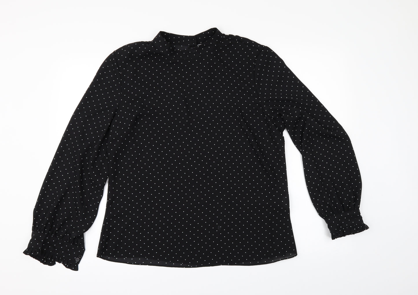 Peacocks Womens Black Polka Dot  Tunic Blouse Size 14