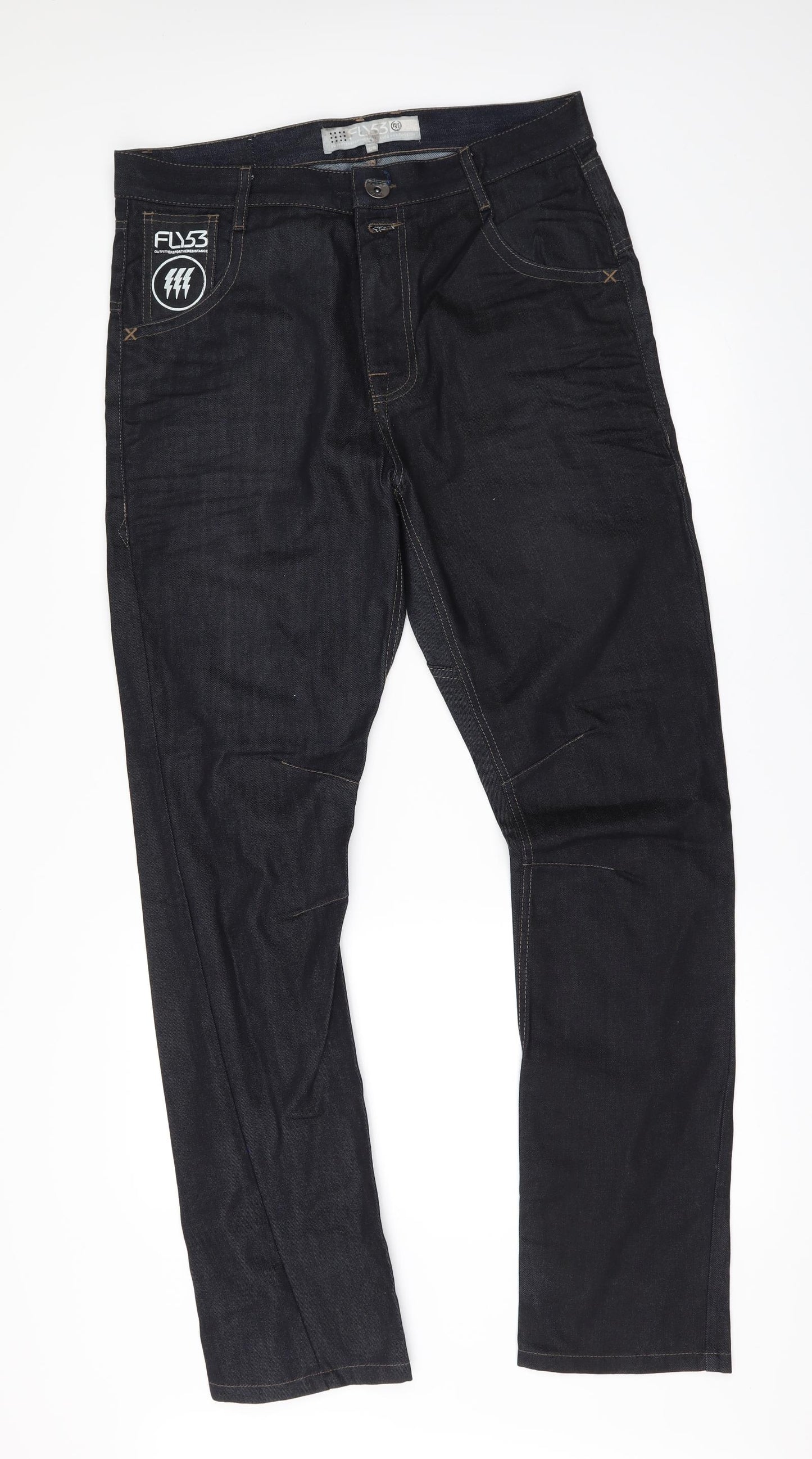 FLY53 Mens Black  Denim Straight Jeans Size 30 L32 in