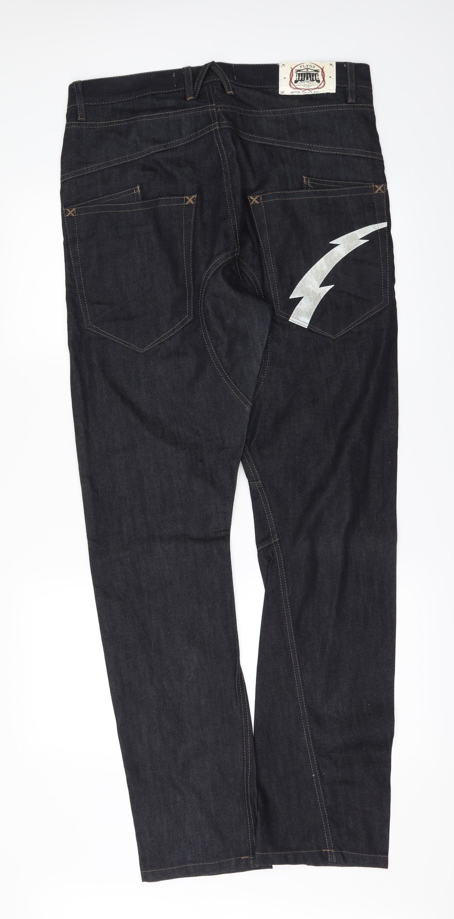 FLY53 Mens Black  Denim Straight Jeans Size 30 L32 in