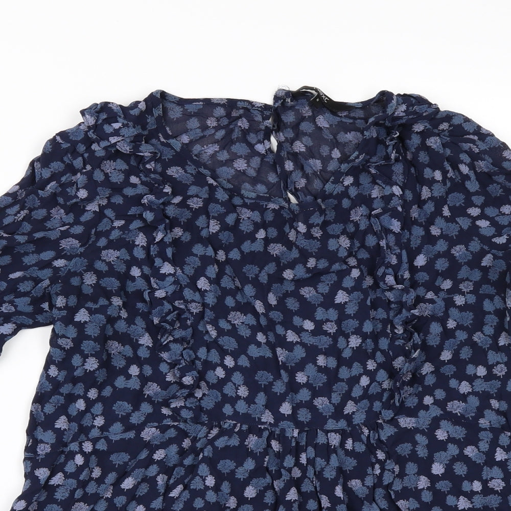 NEXT Womens Blue Floral  Tunic Blouse Size 8