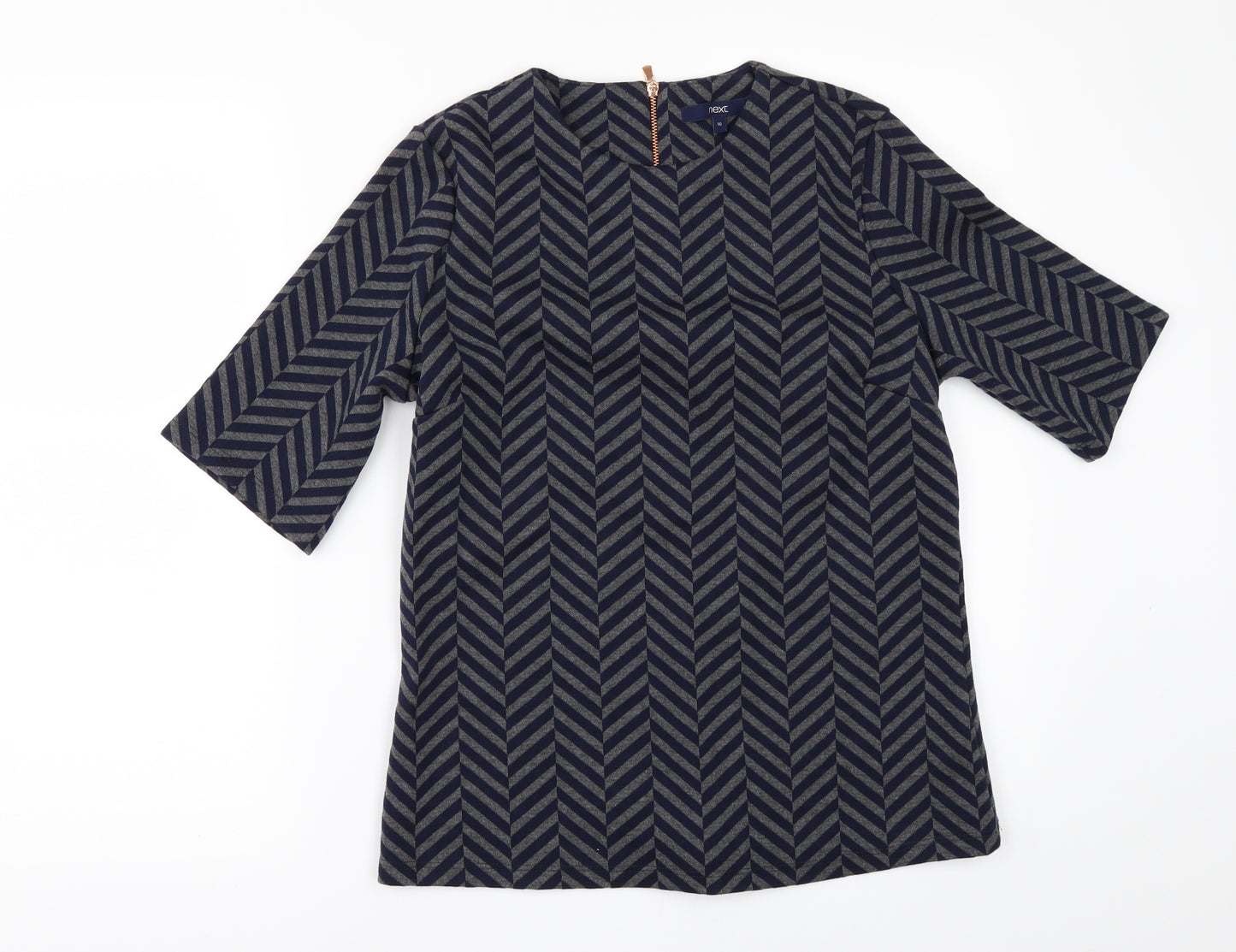 NEXT Womens Blue Herringbone  Basic T-Shirt Size 10