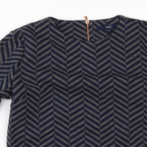 NEXT Womens Blue Herringbone  Basic T-Shirt Size 10