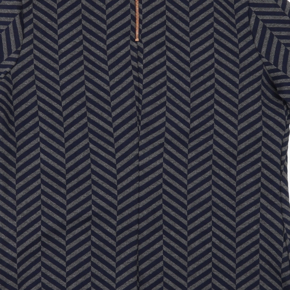 NEXT Womens Blue Herringbone  Basic T-Shirt Size 10