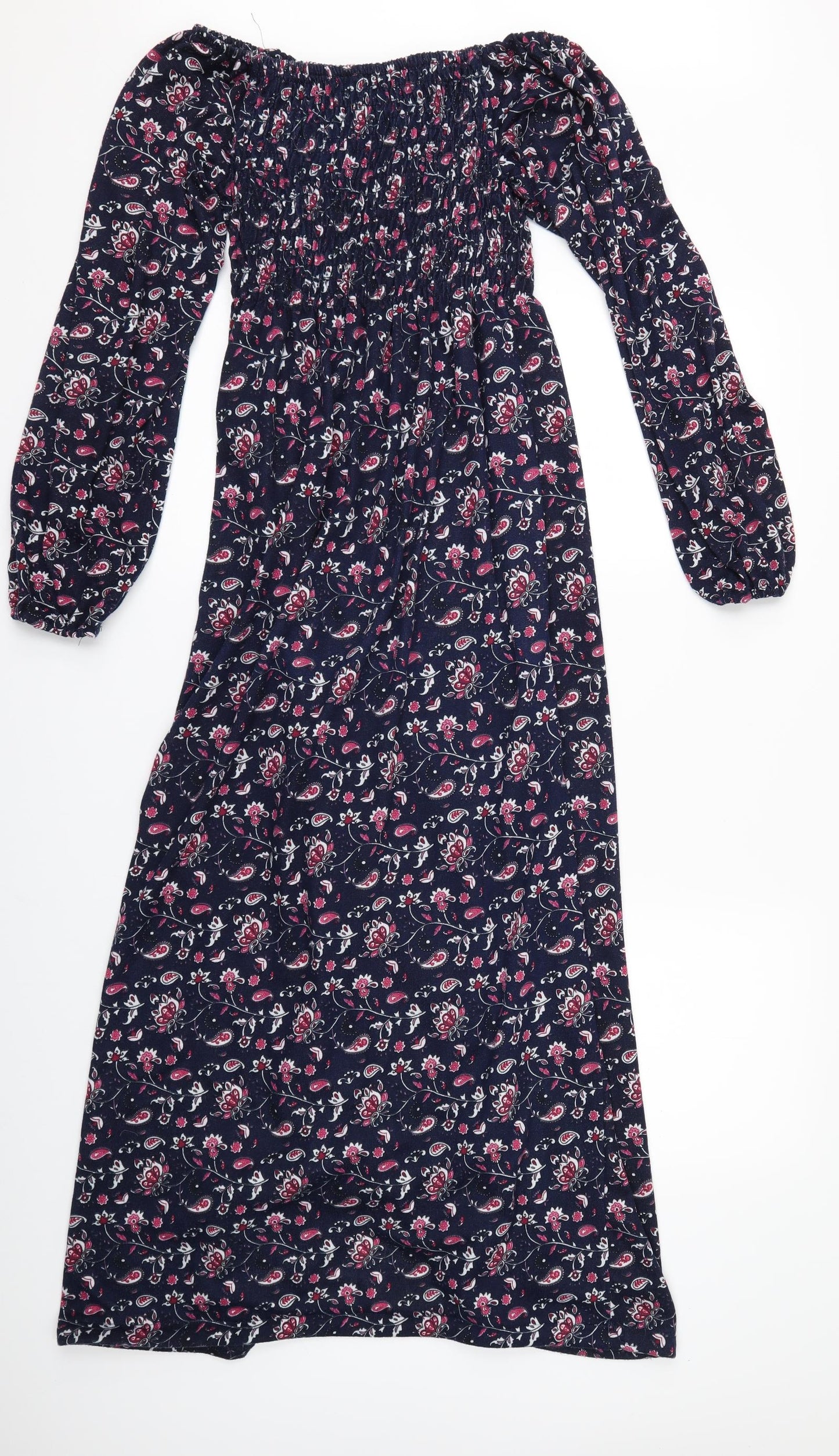 Mei Na Womens Blue Floral  A-Line  Size M
