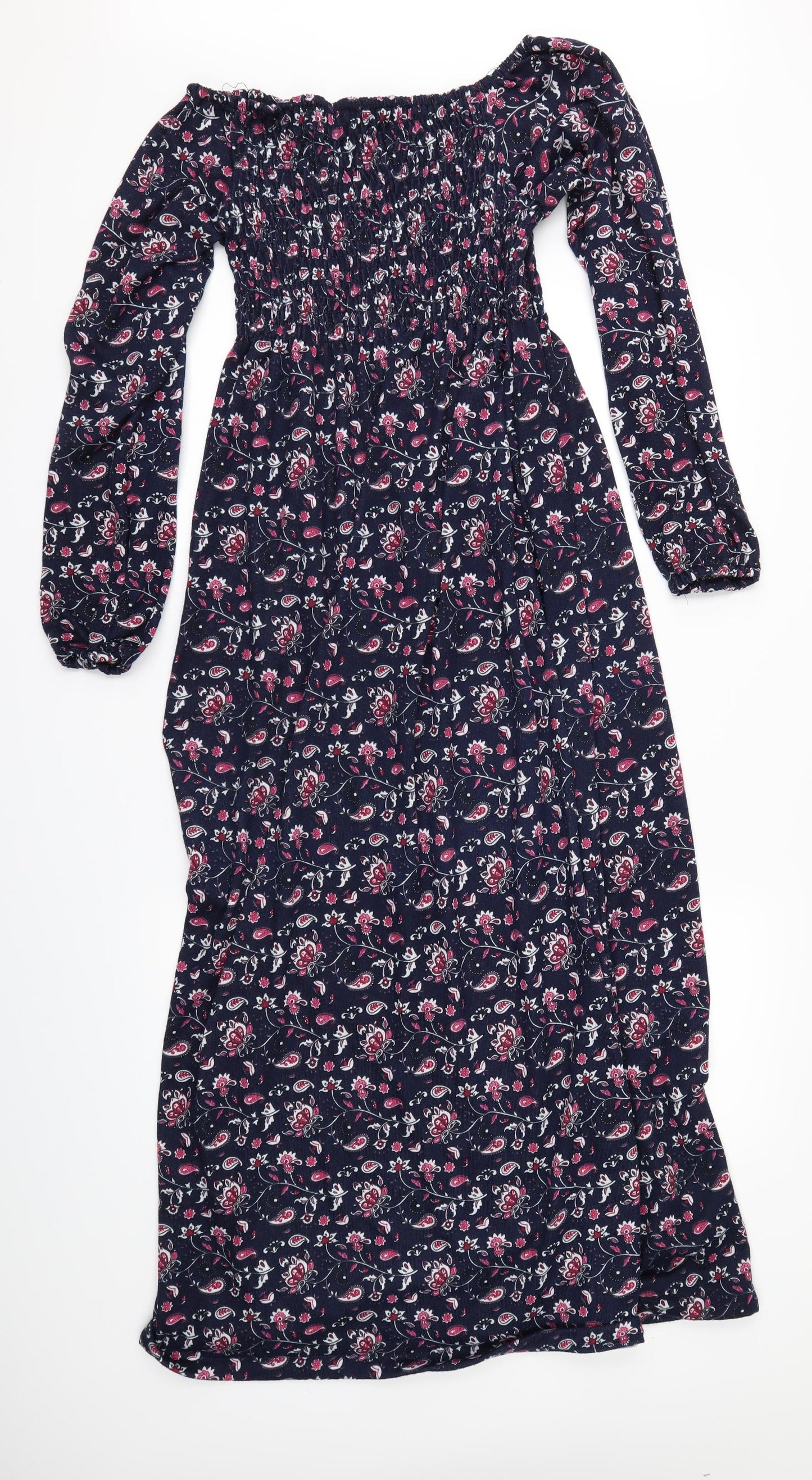 Mei Na Womens Blue Floral  A-Line  Size M