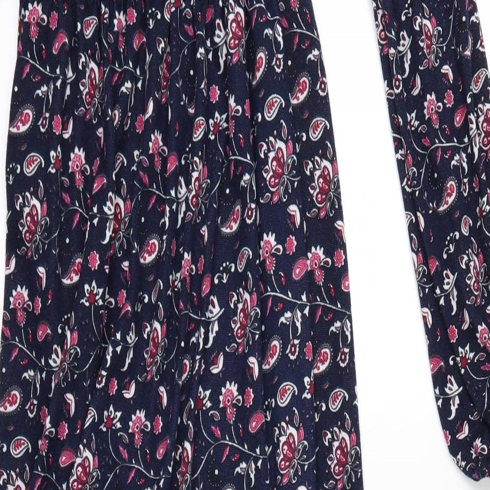 Mei Na Womens Blue Floral  A-Line  Size M