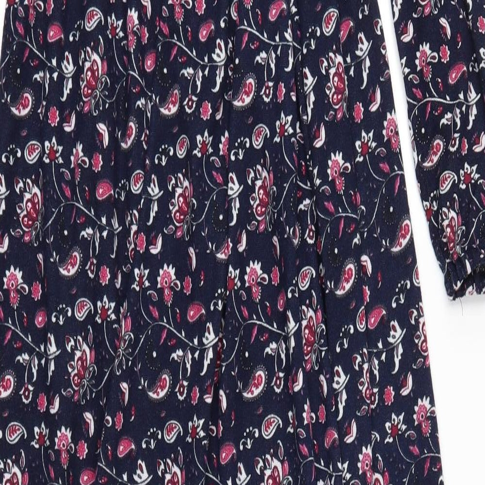 Mei Na Womens Blue Floral  A-Line  Size M