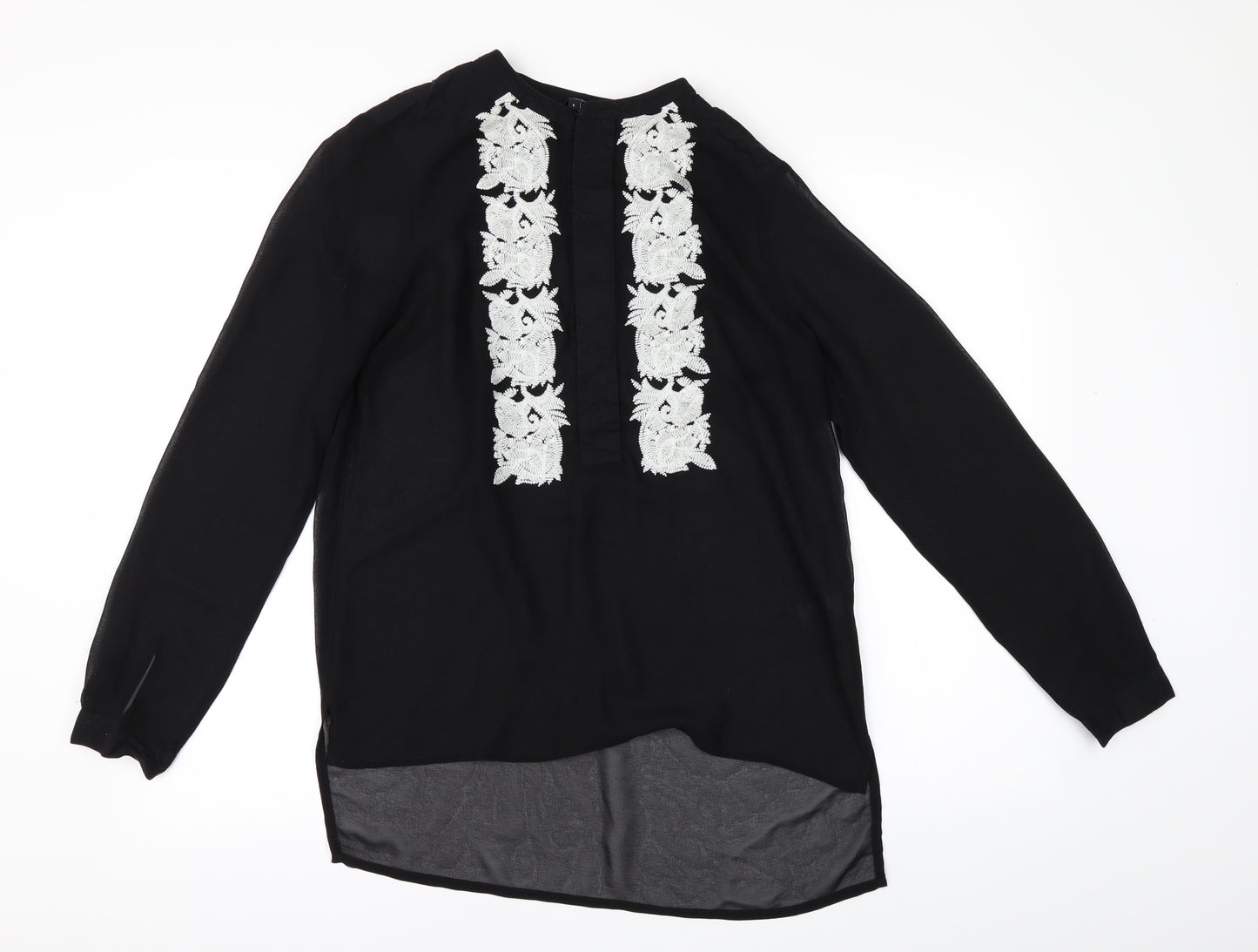 NEXT Womens Black Floral Chiffon Tunic Blouse Size 6