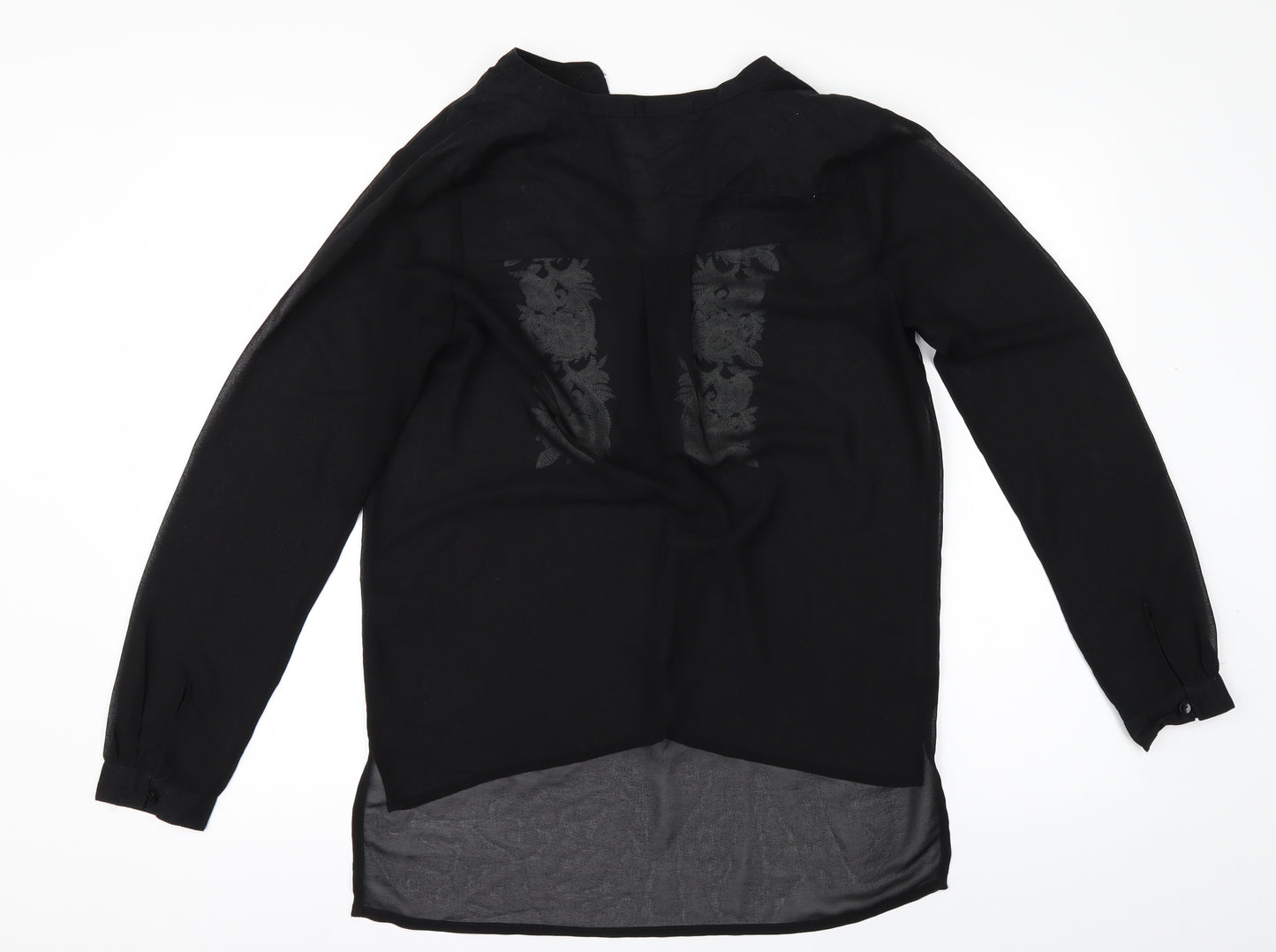 NEXT Womens Black Floral Chiffon Tunic Blouse Size 6