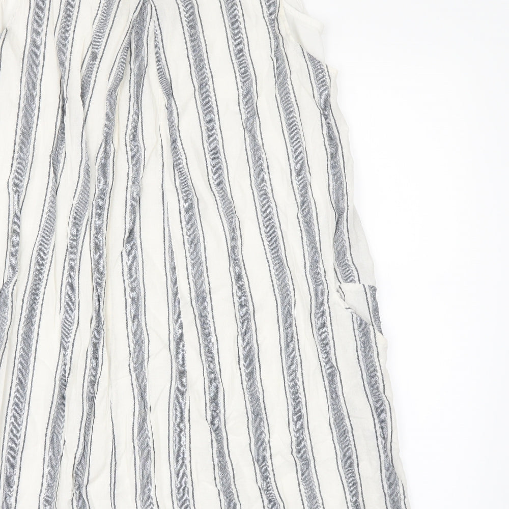 Zara Womens White Striped  A-Line  Size S
