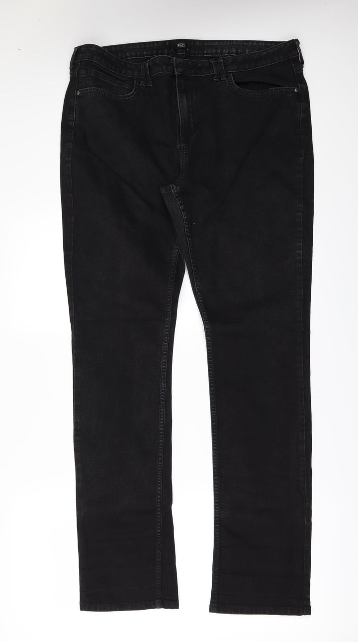 F&F Womens Black Denim Tapered Jeans Size 12 L32 in
