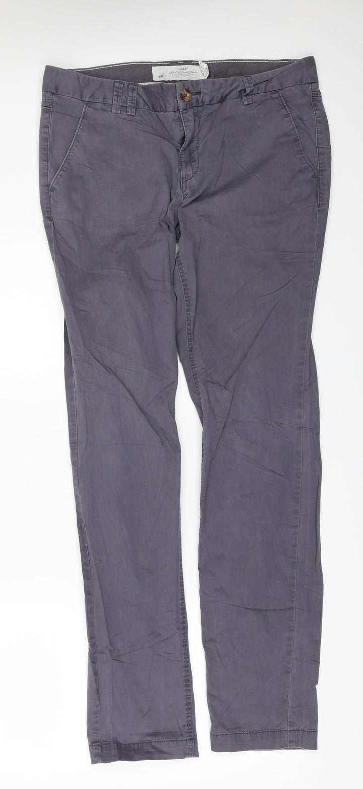 H&M Womens Grey  Denim Straight Jeans Size 12 L32 in