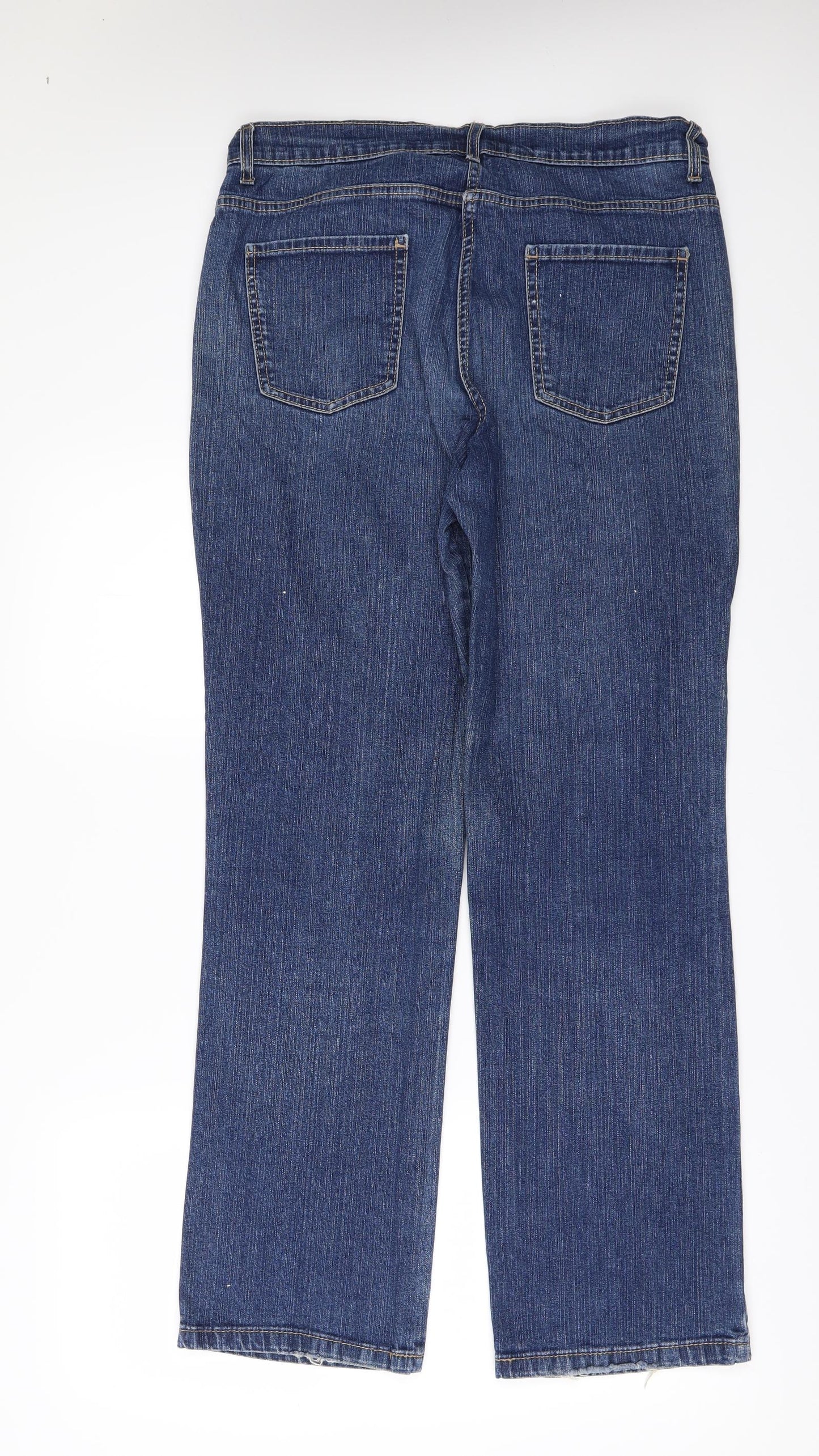 Marks and Spencer Womens Blue  Denim Wide-Leg Jeans Size 16 L31 in