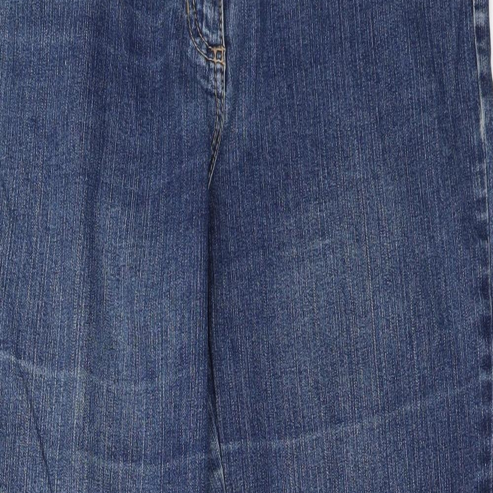 Marks and Spencer Womens Blue  Denim Wide-Leg Jeans Size 16 L31 in