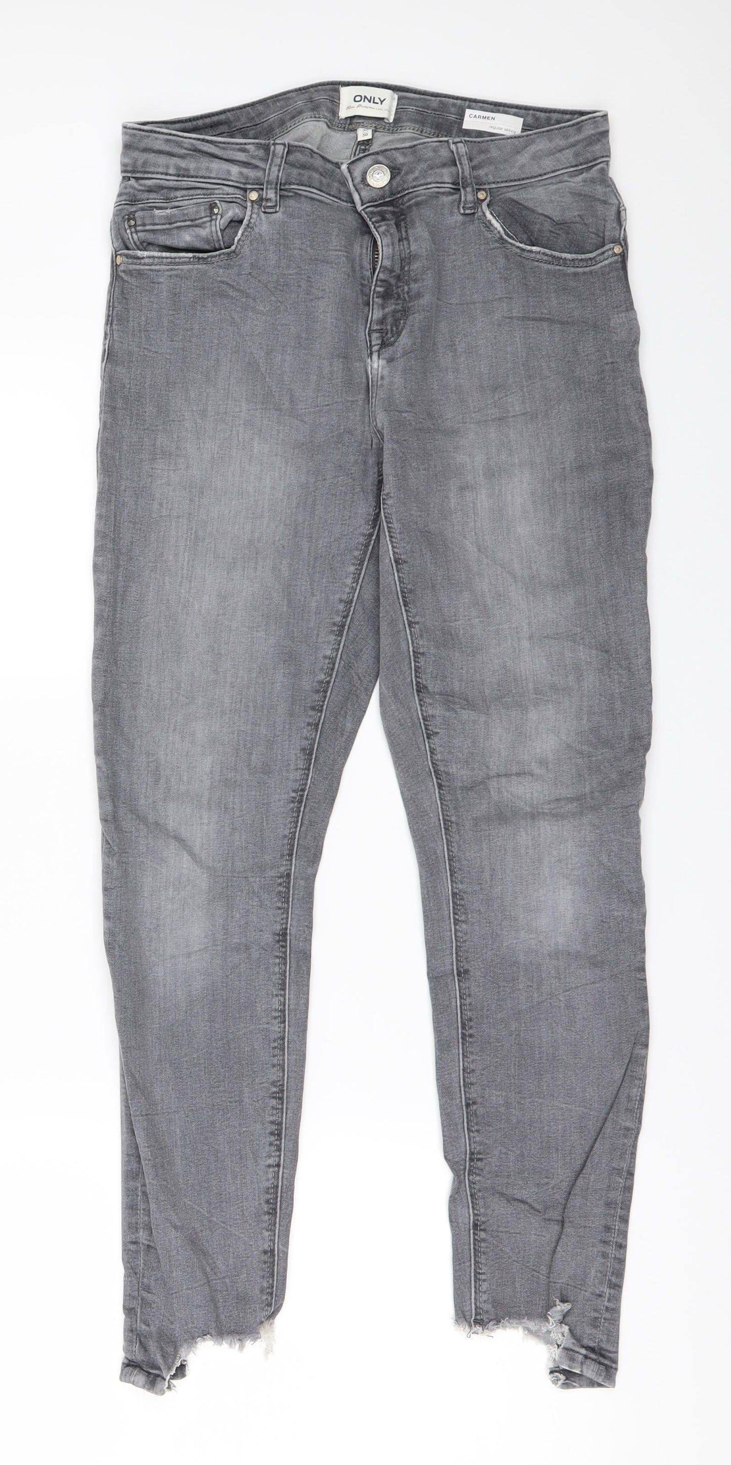 Only Womens Grey  Denim Skinny Jeans Size 30 in L30 in - Frayed Hem