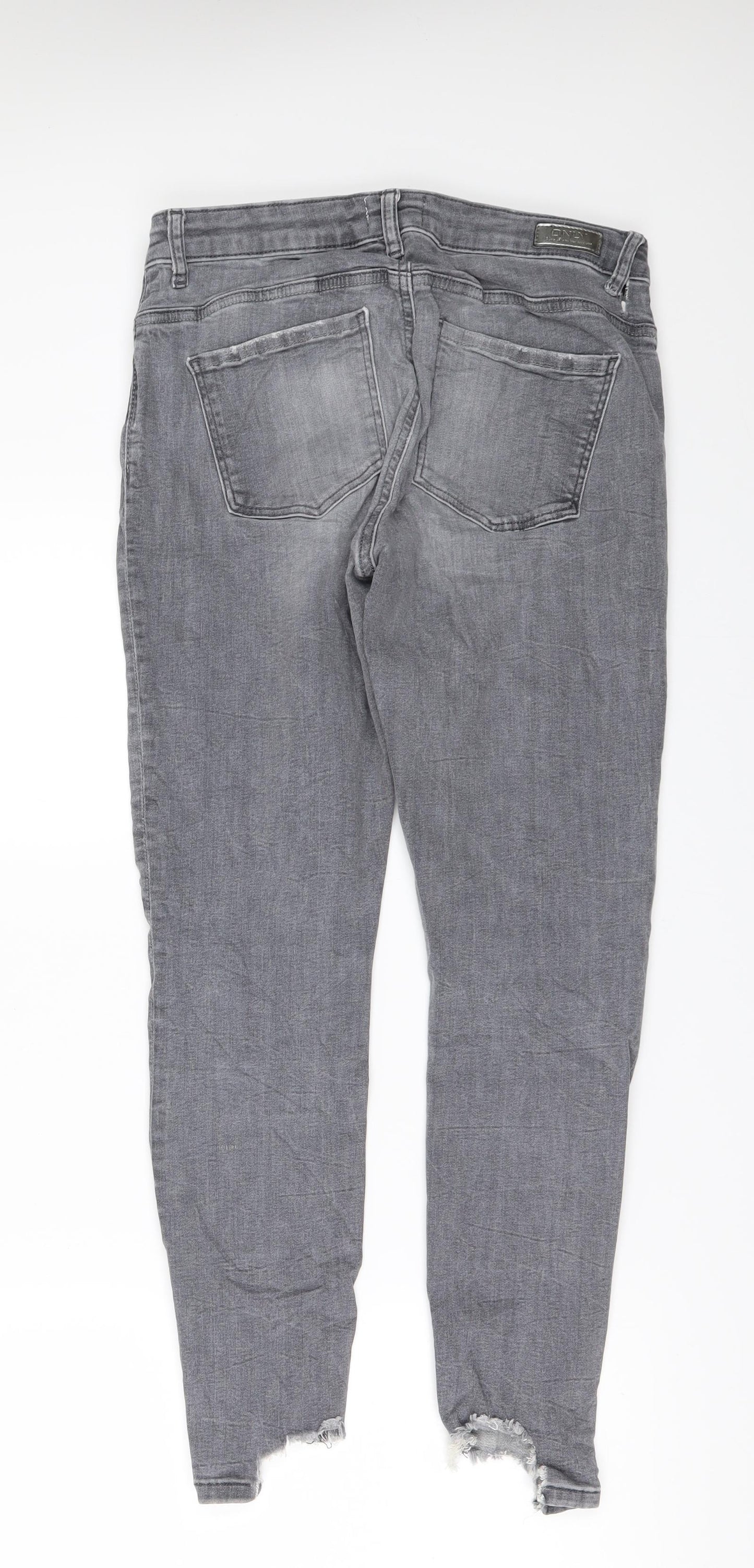 Only Womens Grey  Denim Skinny Jeans Size 30 in L30 in - Frayed Hem