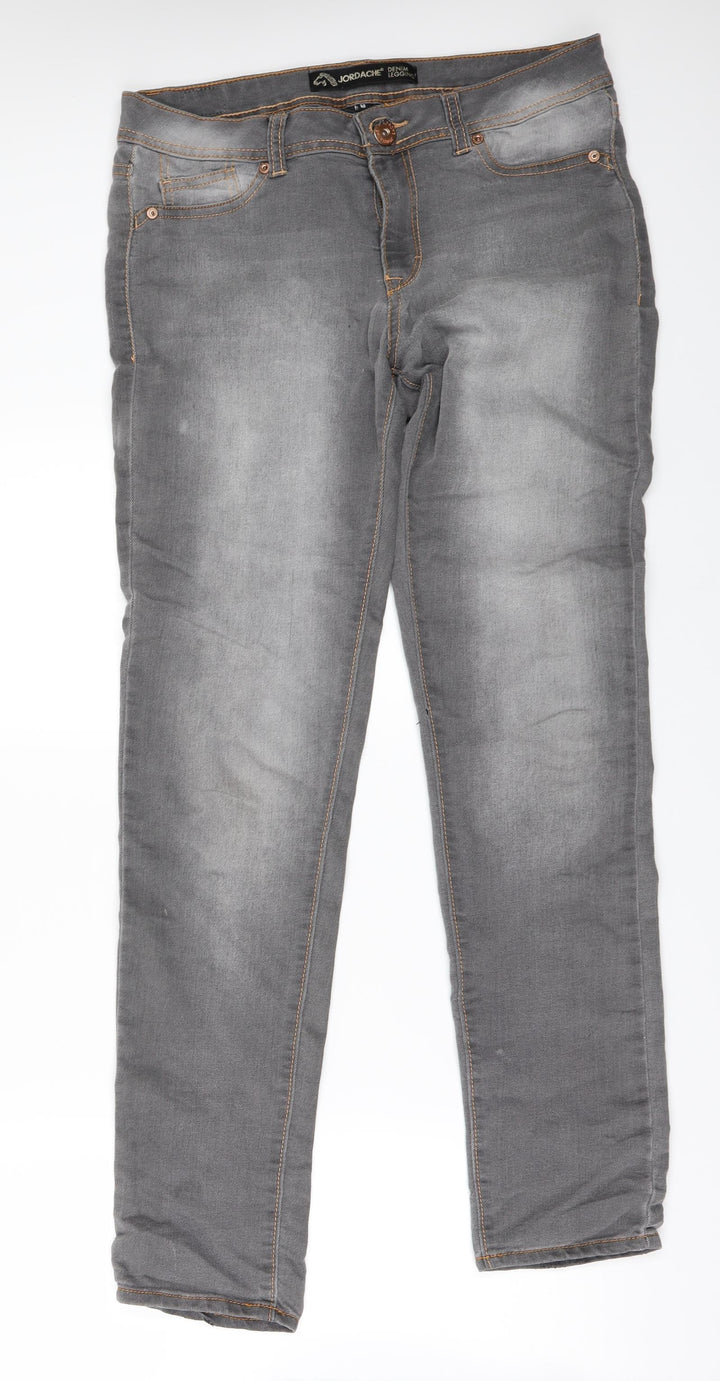 Jordache Womens Grey Denim Jegging Leggings Size 8 L30 in