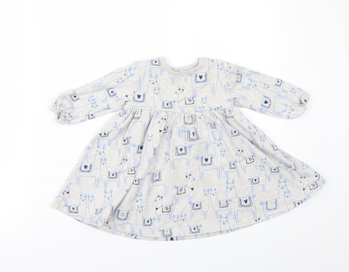 Marks and Spencer Girls Grey Geometric A-Line Size 3-6 Months