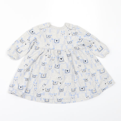 Marks and Spencer Girls Grey Geometric  A-Line  Size 3-6 Months