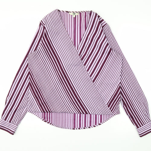 Next  Womens Purple Striped  Basic Blouse Size 12