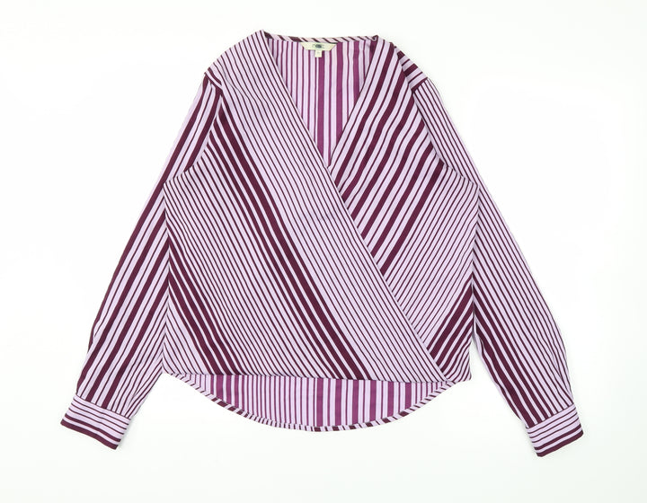 Next  Womens Purple Striped  Basic Blouse Size 12